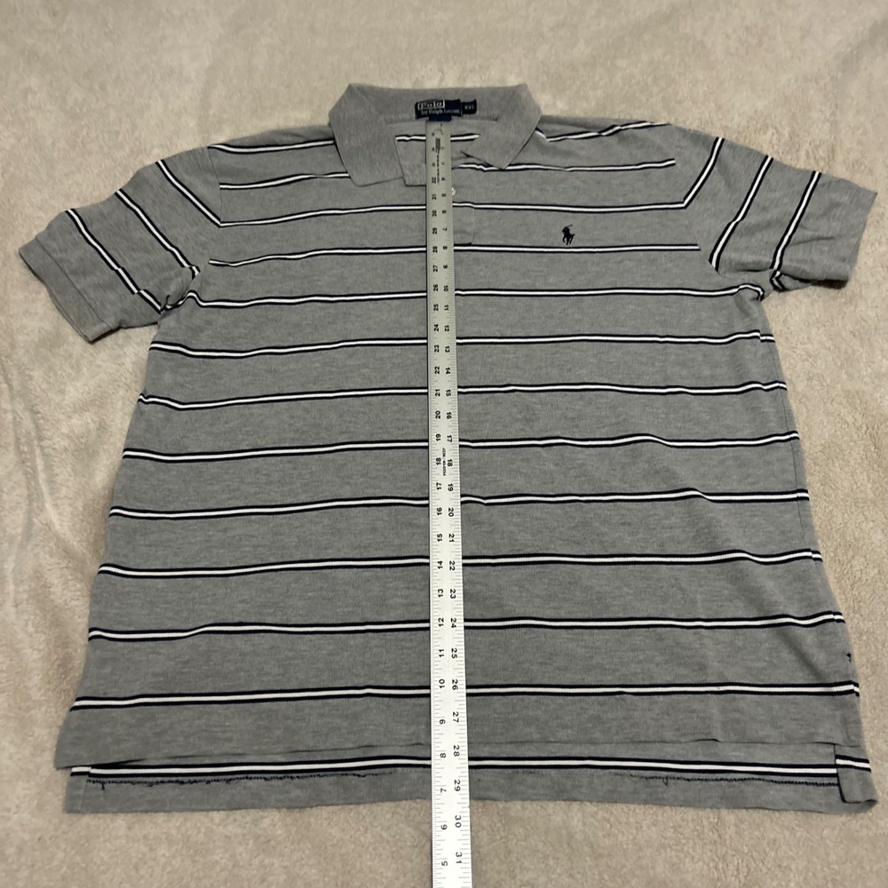 Polo Ralph Lauren Polo Shirt Mens XXL Grey Striped Short Sleeve Pony Logo 0641 - Picture 5 of 7